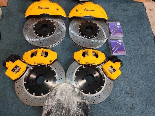 Kit de freio de carro amarelo 420 x 36 mm 10 pote pinça de freio de carro adequado para Audi Rsq3 / Akebono